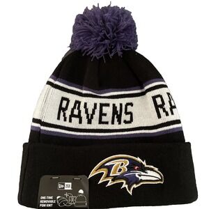 Baltimore‎ Ravens Knit Winter Hat Beanie New Era Cap Field  Removable Pom NWT